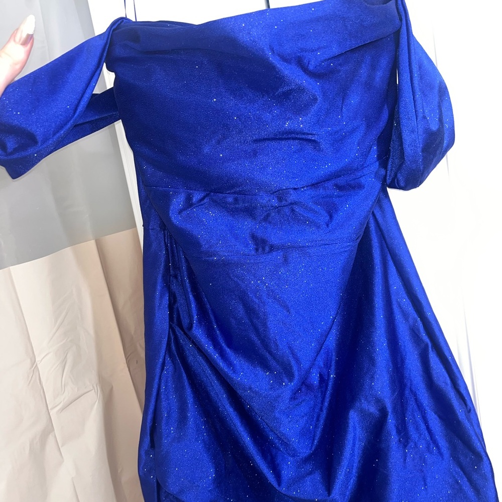 Elegant Blue Off-Shoulder Dress